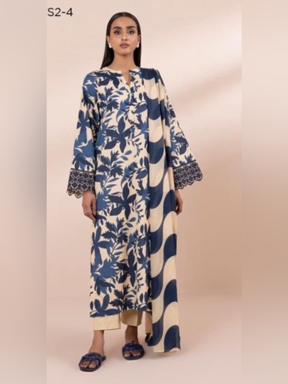 Sapphire embroidered lawn 3pcs